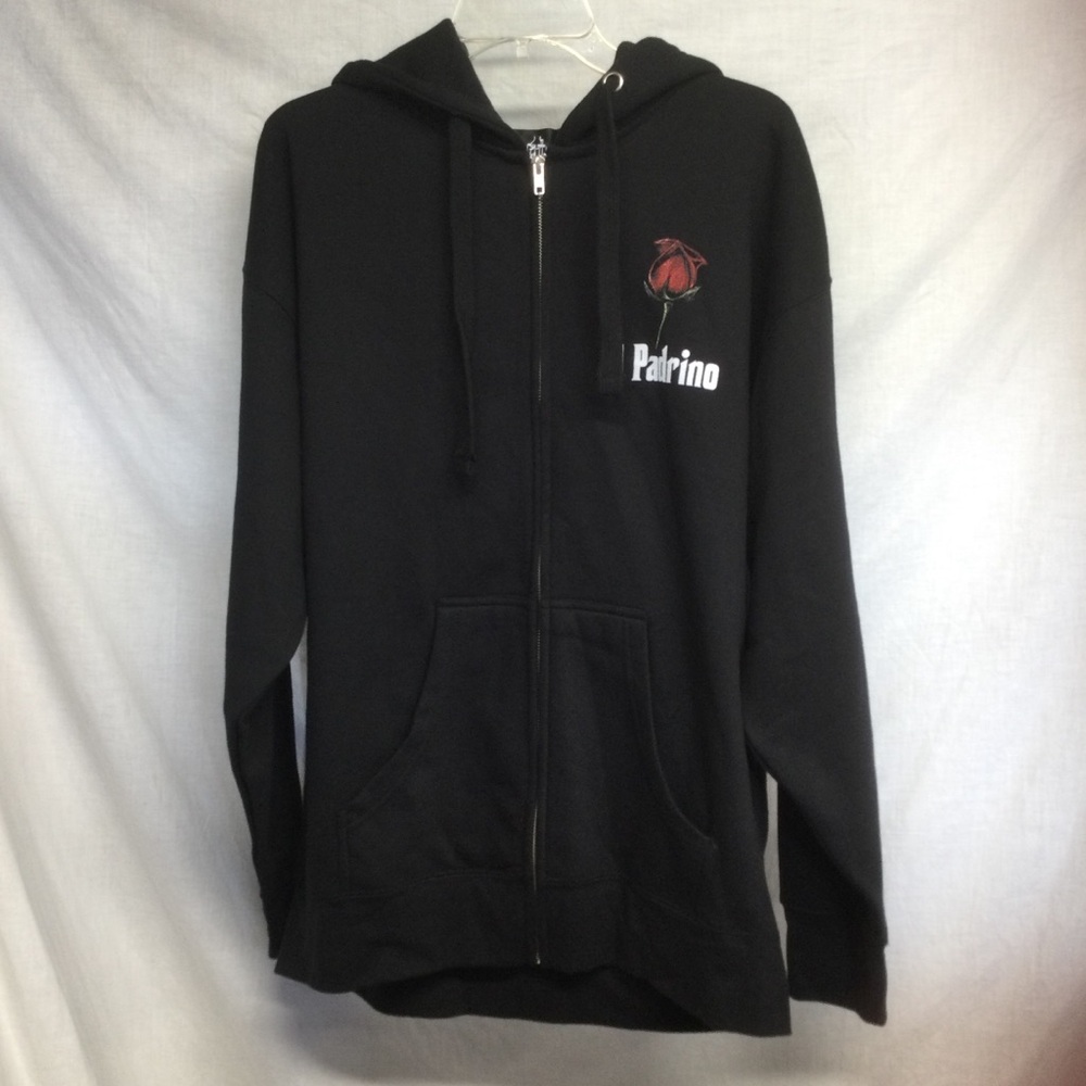 The Godfather Contenders Men’s Graphic Red Rose Black Zip-Up Hoodie Sz XL